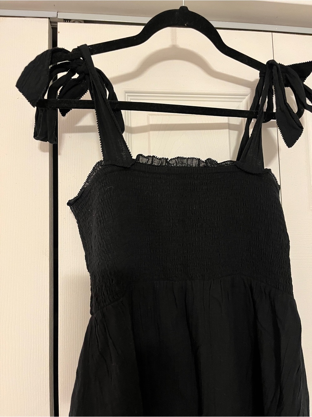 Aerie Black Tie-Shoulder Smocked Sundress - Picture 2 of 3